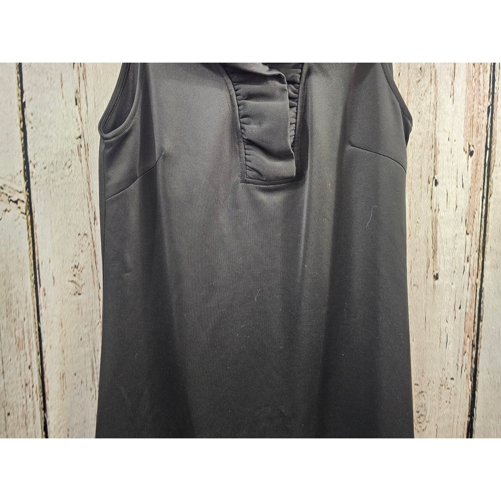 Gretchen Scott M Black Sleeveless Ruffle Collared Dress Minimalist Chic Cocktail - Picture 3 of 11